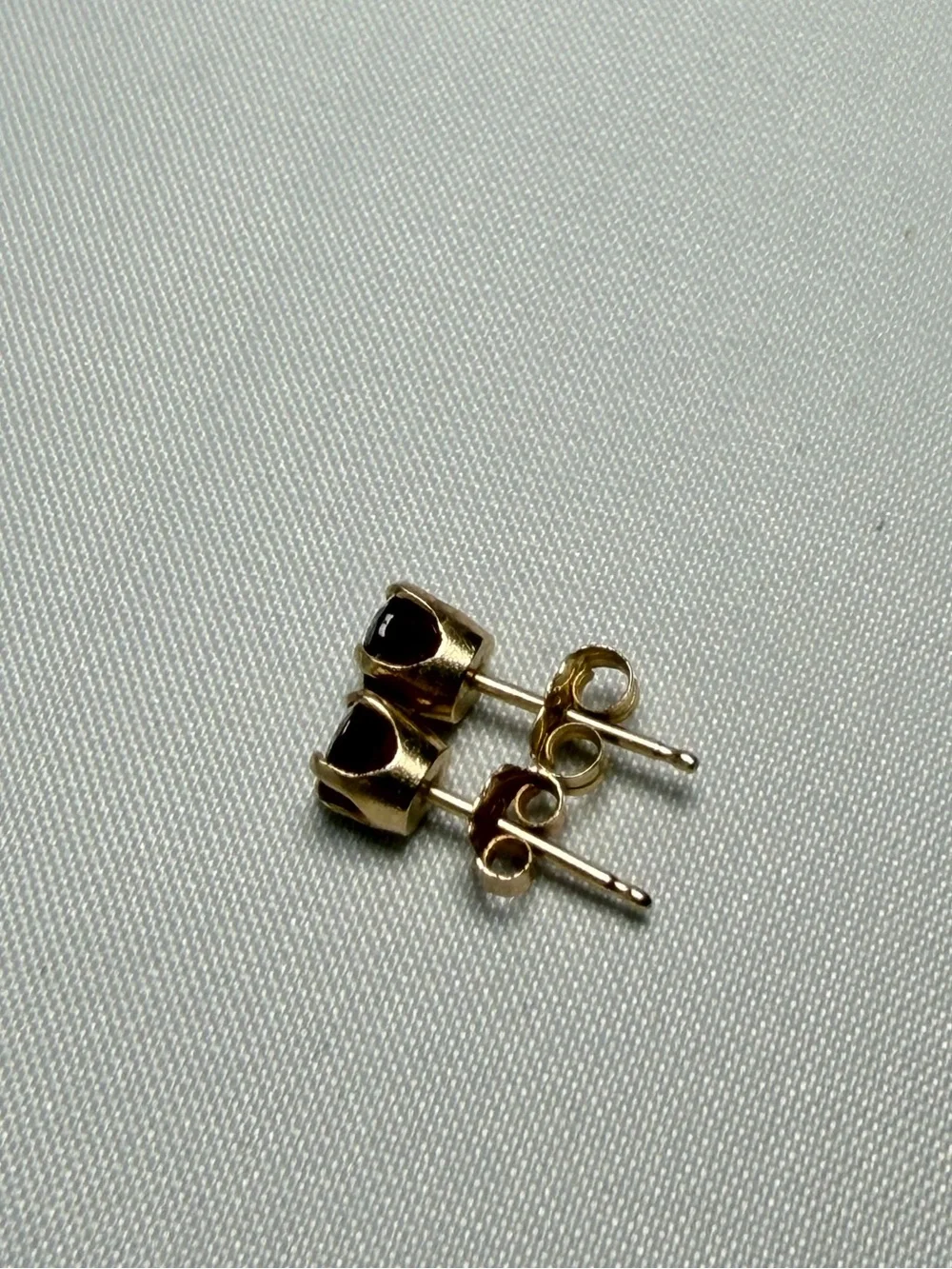 Solid 14K Yellow Gold Lab Created Ruby Stud Earrings 4mm Round July Birthstone